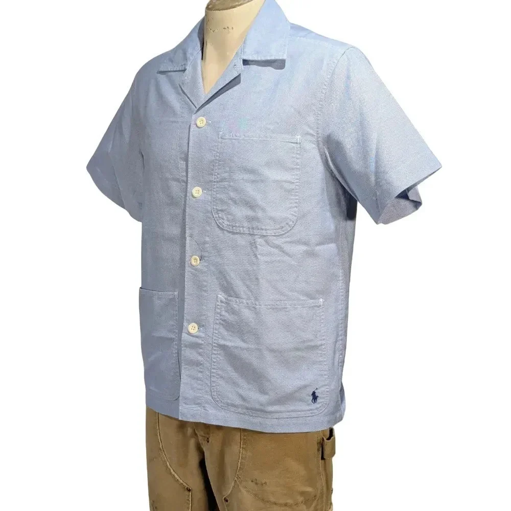 Polo Ralph Lauren Oxford Short Sleeve Overshirt Button Down Shirt Sz L NWT $125